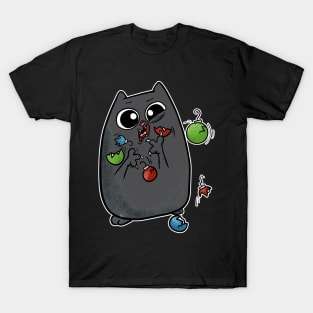 Christmas Cat Broken Ornaments T-Shirt